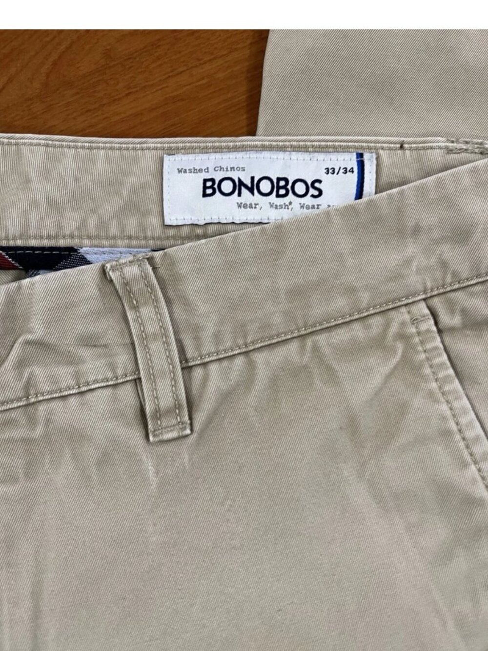 Bonobos Stretch Chino Pants Men’s 33x34 Khaki Straight Fit Business Casual